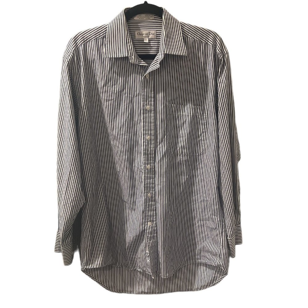 Vintage Christian Dior Stripe button up long sleeve pocket